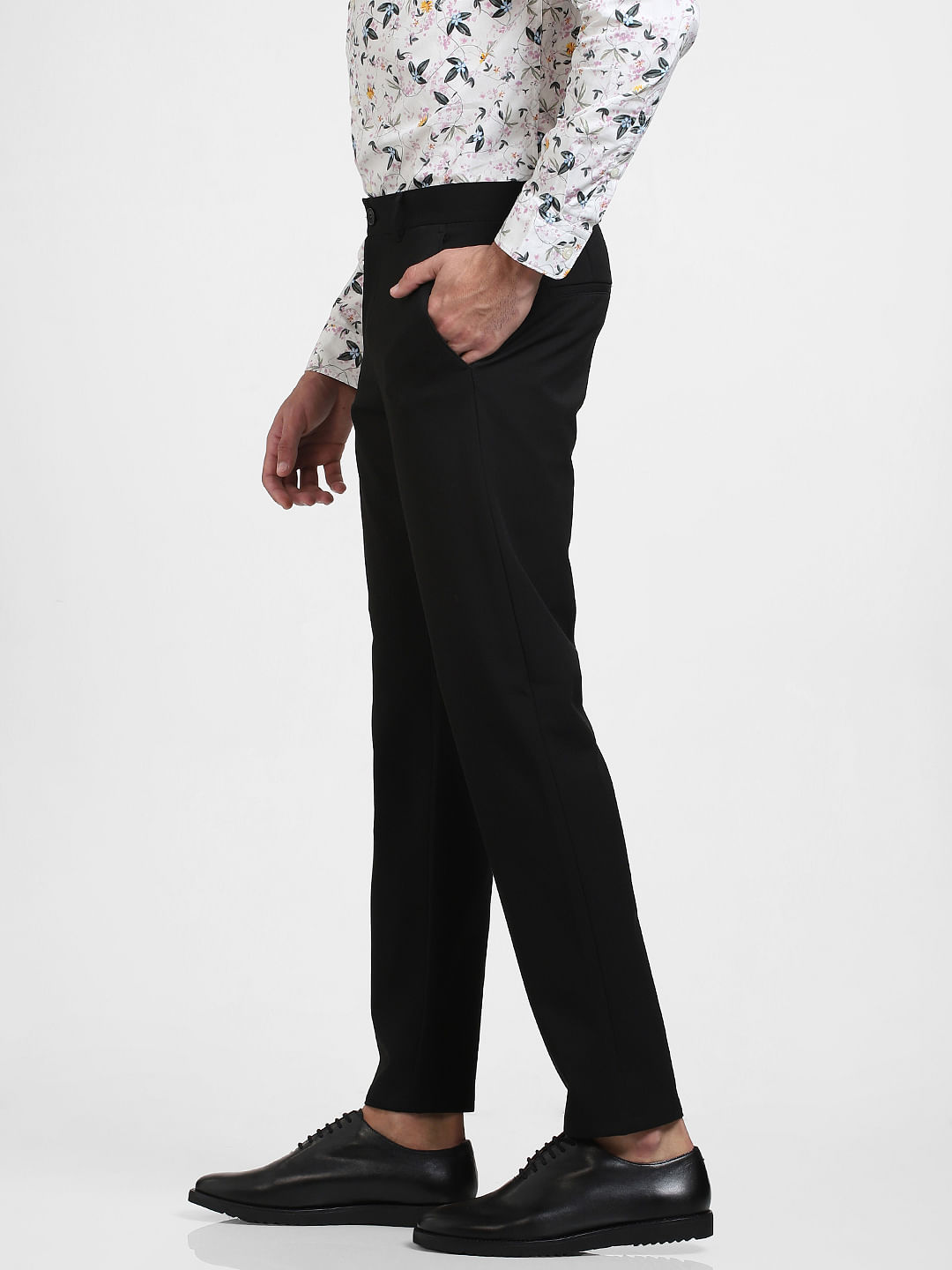 Charcoal Slim Fit Dress Pants Flat Front Pre-hemmed